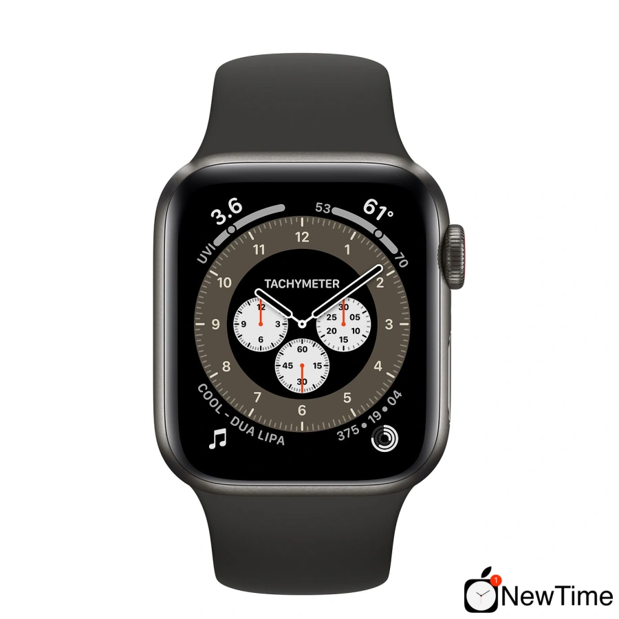 Apple Watch Edition Series 6 GPS + Cellular 40mm Space Black Titanium Case with S / M Dark Gray Sport Band (M0DX3) + Black Sport Band (MTP62)